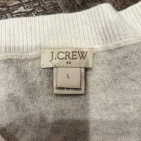 J.Crew Factory Women's Embroidered Polka Dot Sweater White Gray Size L - Picture 6 of 8